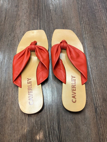 Caverley Jules Knotted Leather Thong Flat Sandals sz 38