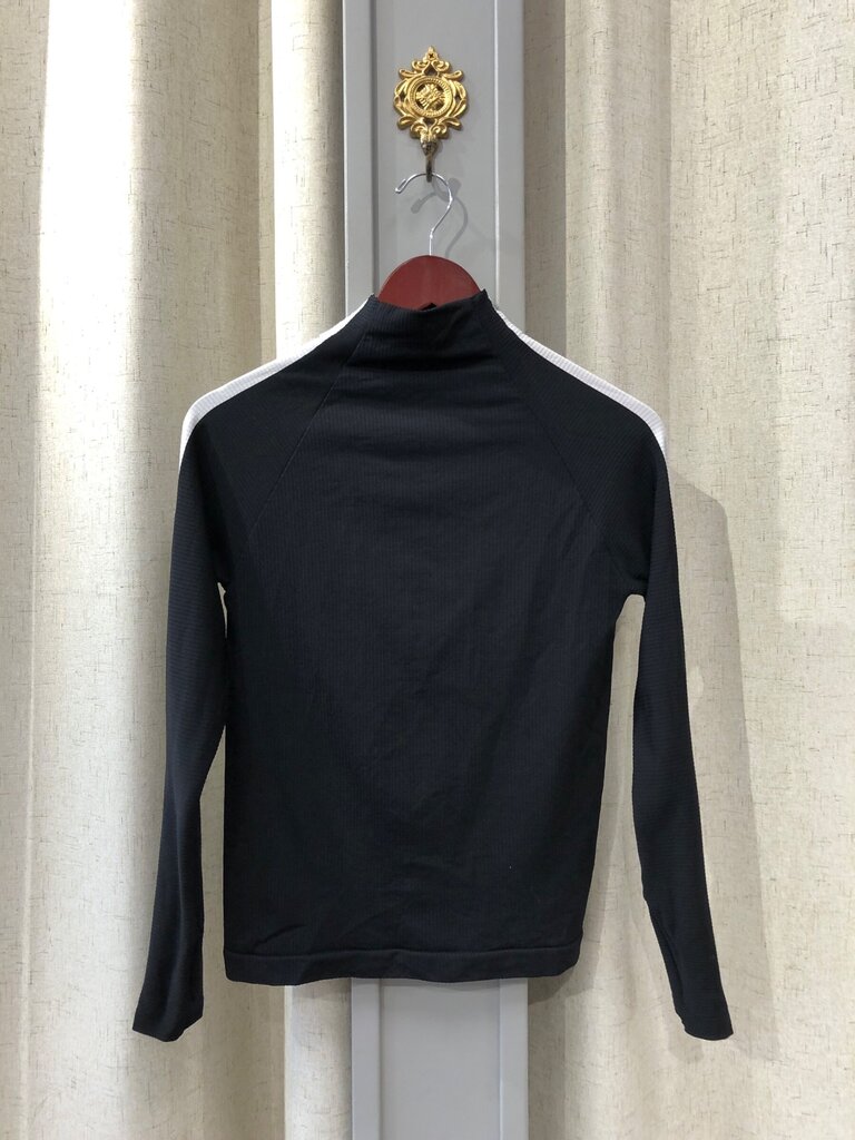 Athleta Black Ribbed Mock Neck Long Sleeve Top sz M