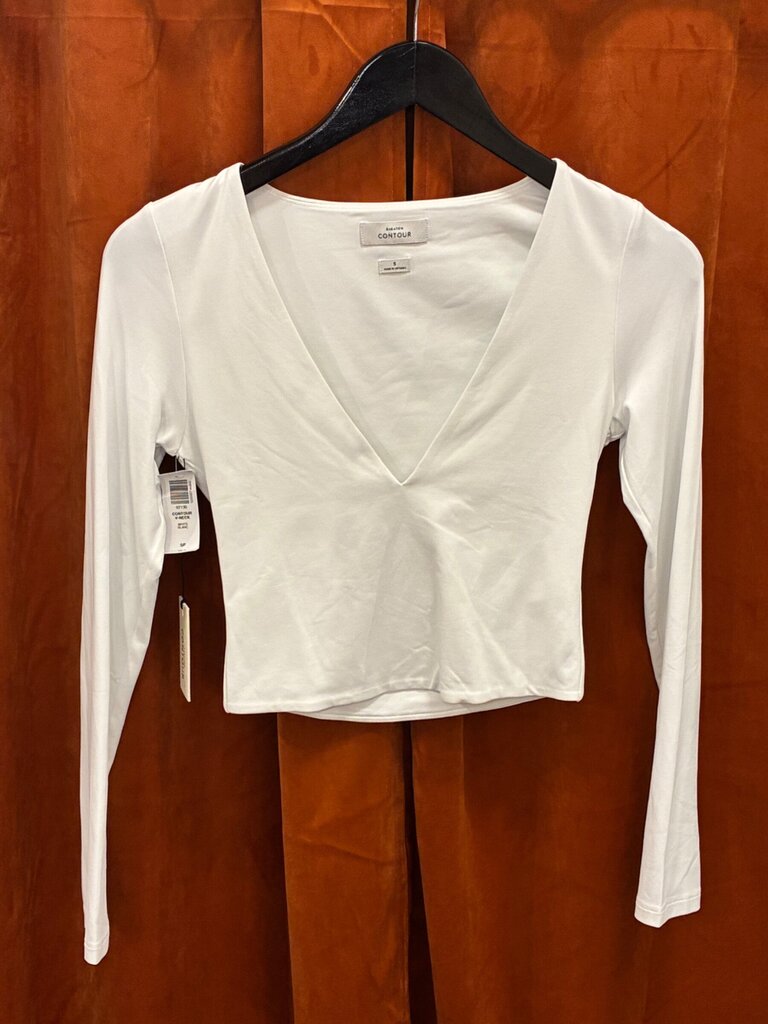 Babaton Contour V-Neck Long Sleeve Top in White sz S