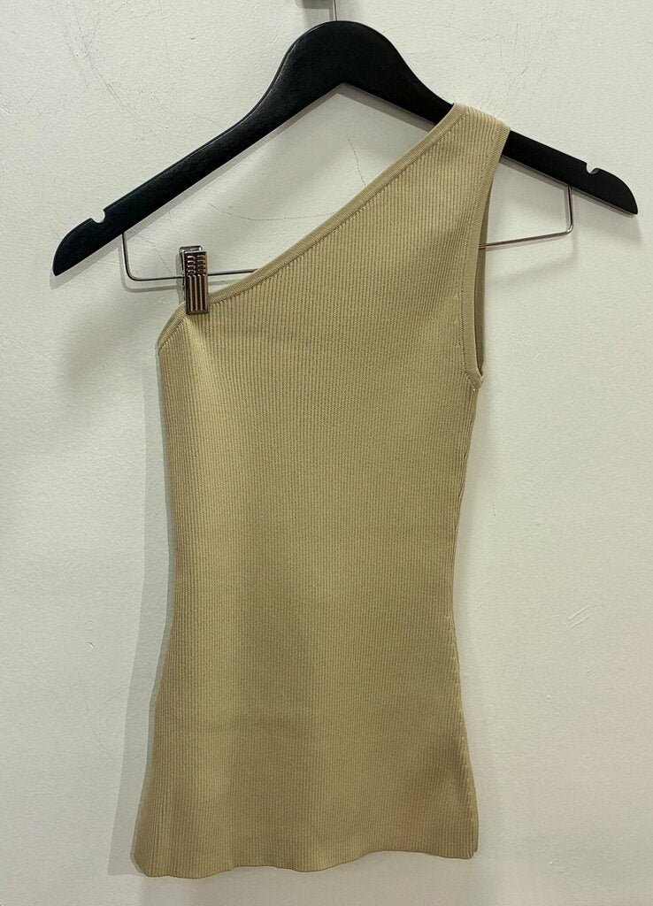 Toteme One-Shoulder Ribbed Top in Beige sz XS