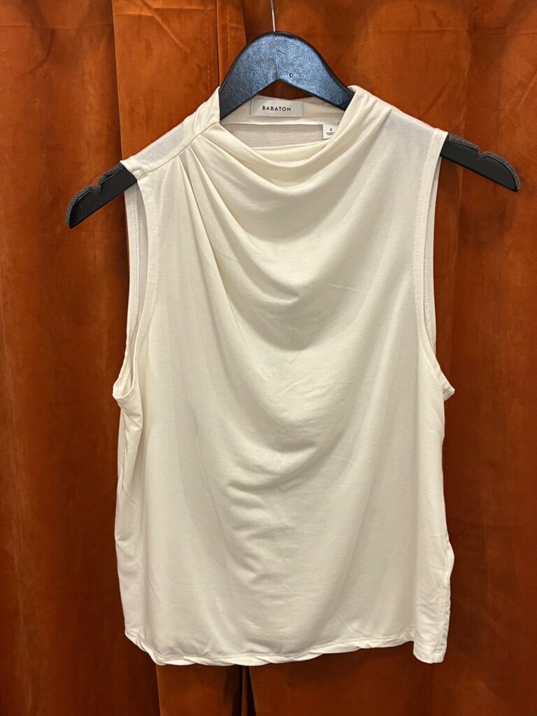 Babaton Cream Sleeveless Cowl Neck Top sz S