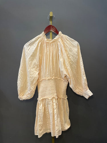 Cleobella Peach Smocked Long Sleeve Mini Dress sz S