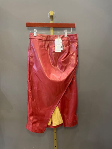 Commense Faux Leather Wrap Midi Skirt sz M