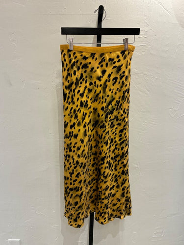 Anine Bing Leopard Print Silk Midi Skirt sz S/P