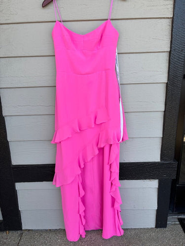 Amanda Uprichard Hot Pink Ruffled Maxi Dress