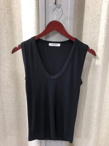 Perfect White Tee Black Ribbed Scoop Neck Tank Top sz L