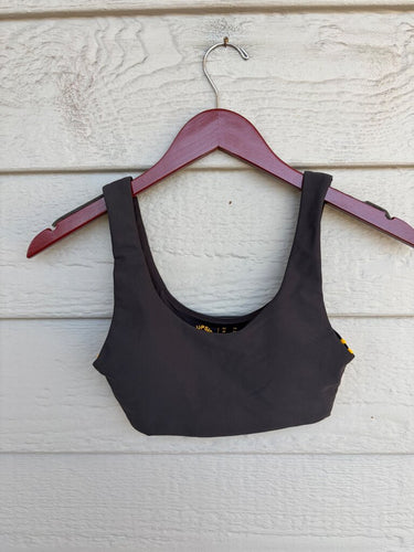 The Upside Black Sports Bra with Yellow Stripes sz XS