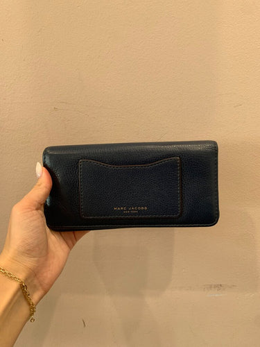 Marc Jacobs Navy Pebbled Leather Long Wallet