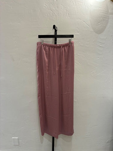 Vince Satin Pull-On Wide-Leg Pants in Bae Pink sz L