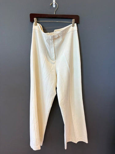 Maje Cream Belted Wide-Leg Pants