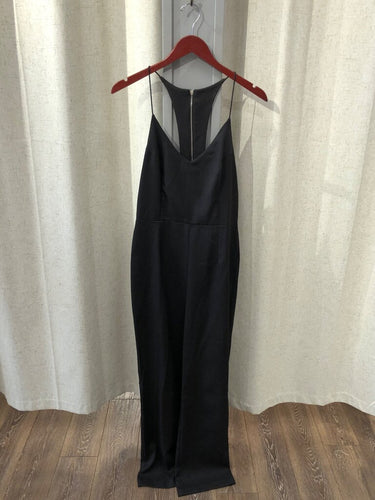Silence + Noise Black Racerback Spaghetti Strap Jumpsuit sz 10