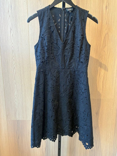 Theory Black Lace Sleeveless Mini Dress sz 2