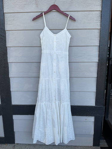 Veronica Beard White Eyelet Pintuck Tiered Maxi Dress sz XS