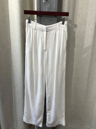 Abercrombie & Fitch White Pleated Wide-Leg Pants sz 26/2R