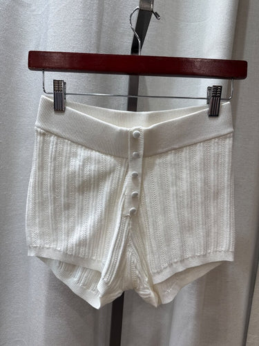 For Love & Lemons Ribbed Knit Button-Front Lounge Shorts sz S