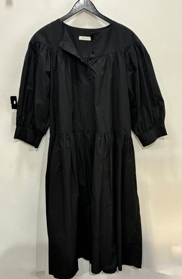 Mijeong Park Black Tiered Puff-Sleeve Midi Dress sz M/L
