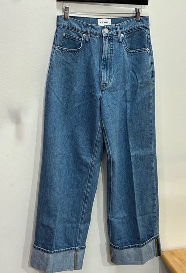 FRAME Blue Cuffed Straight Leg Jeans Size 27 sz 27