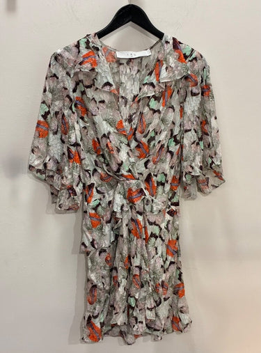 IRO Multicolor Textured Short Sleeve Mini Dress sz 38