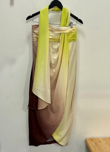 Diane von Furstenberg Ombre Draped Halter Dress sz 6