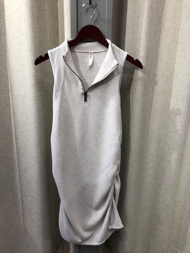 Daily Practice by Anthropologie Heather Grey Quarter-Zip Ruched Sleeveless Dress sz XL
