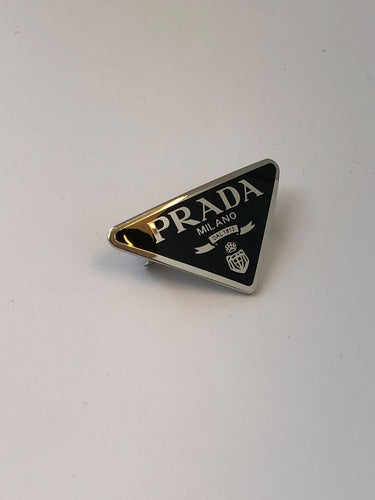 Prada Enamel Triangle Logo Hair Clip