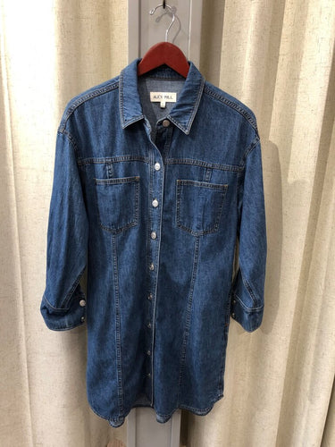 Alex Mill Denim Button-Front Long Sleeve Shirt Dress sz L
