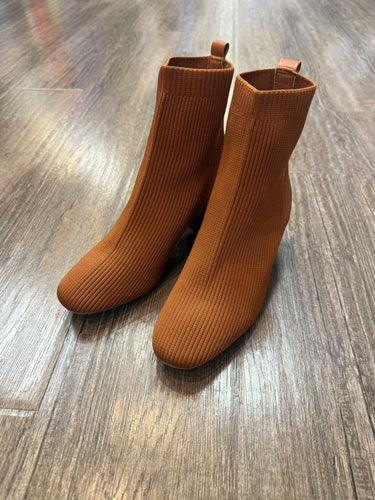 Joie Cognac Ribbed Knit Sock Ankle Booties sz 7 1/2 M