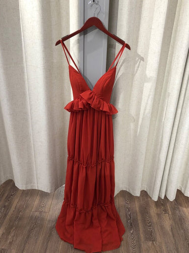 Stacees Rust Tiered Sleeveless Maxi Dress Size US2 sz US2