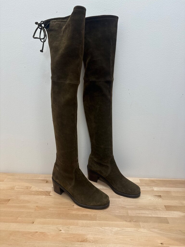 Stuart Weitzman Olive Suede Over-The-Knee Boots sz 7