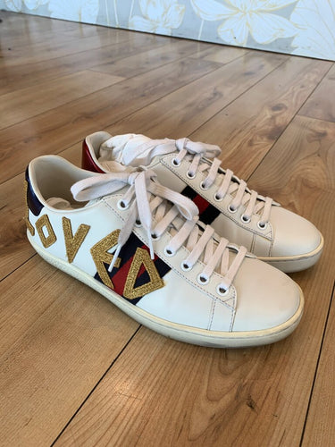 Gucci Ace 'Loved' Embroidered Leather Low-Top Sneakers