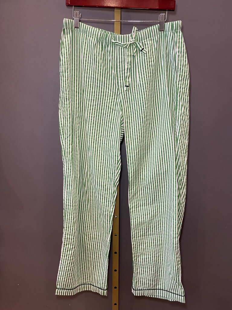 Morgan Lane Green & White Striped Cotton Pajama Pants sz M