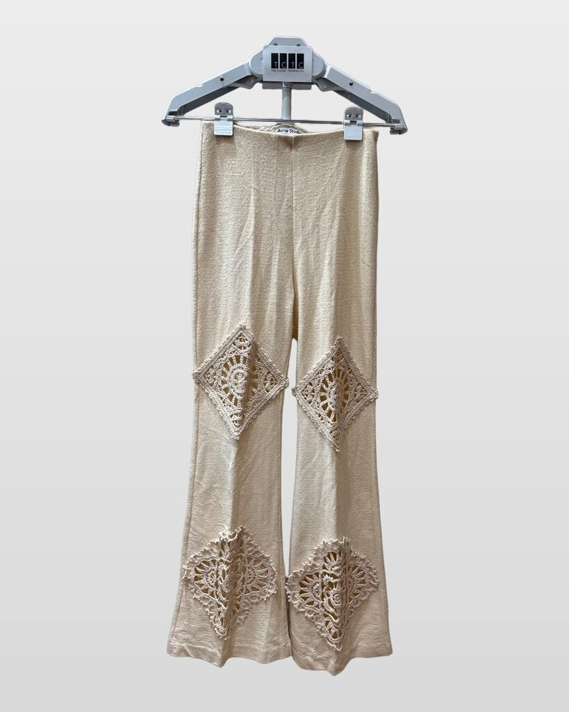 Acne Studios Crochet Cutout Knit Wide Leg Pants sz XS