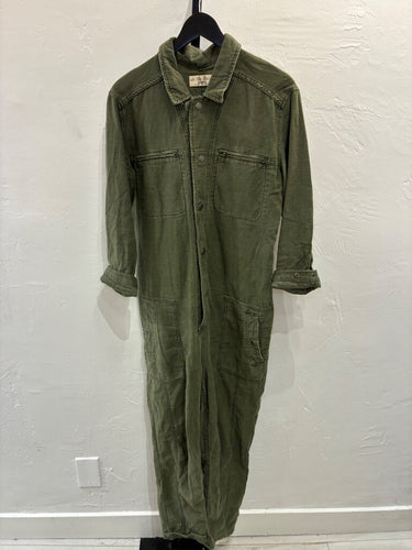 Free People We The Free Marci Utility Coverall Jumpsuit in Olive Green sz MEDIUM