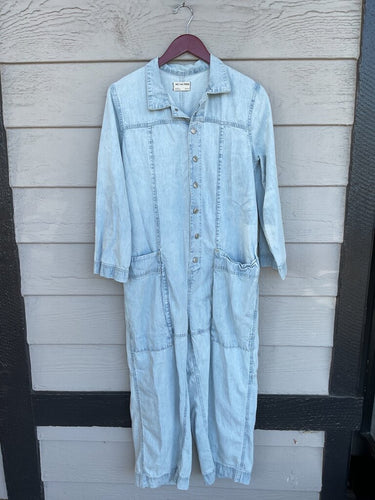 We The Free Light Wash Denim Long Sleeve Utility Jumpsuit sz XS/TP