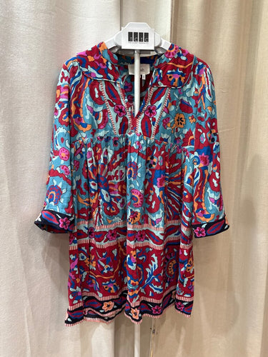 ba&sh Multi Floral Paisley Print Long Sleeve Mini Dress sz S