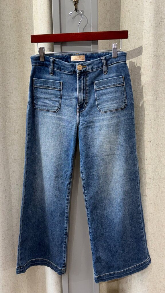 KUT from the Kloth Blue Patch Pocket Flare Jeans sz 4
