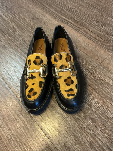 Grünland Leopard Calf Hair Horsebit Lug Sole Loafers sz 36