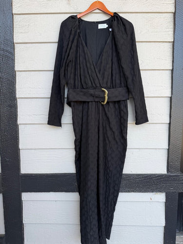 Tanya Taylor Black Belted Long Sleeve Jumpsuit sz L