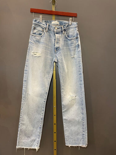 Moussy Vintage Light-Wash Distressed Straight-Leg Jeans sz 26