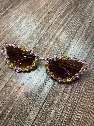 Anthropologie Multicolor Crystal Embellished Cat-Eye Sunglasses