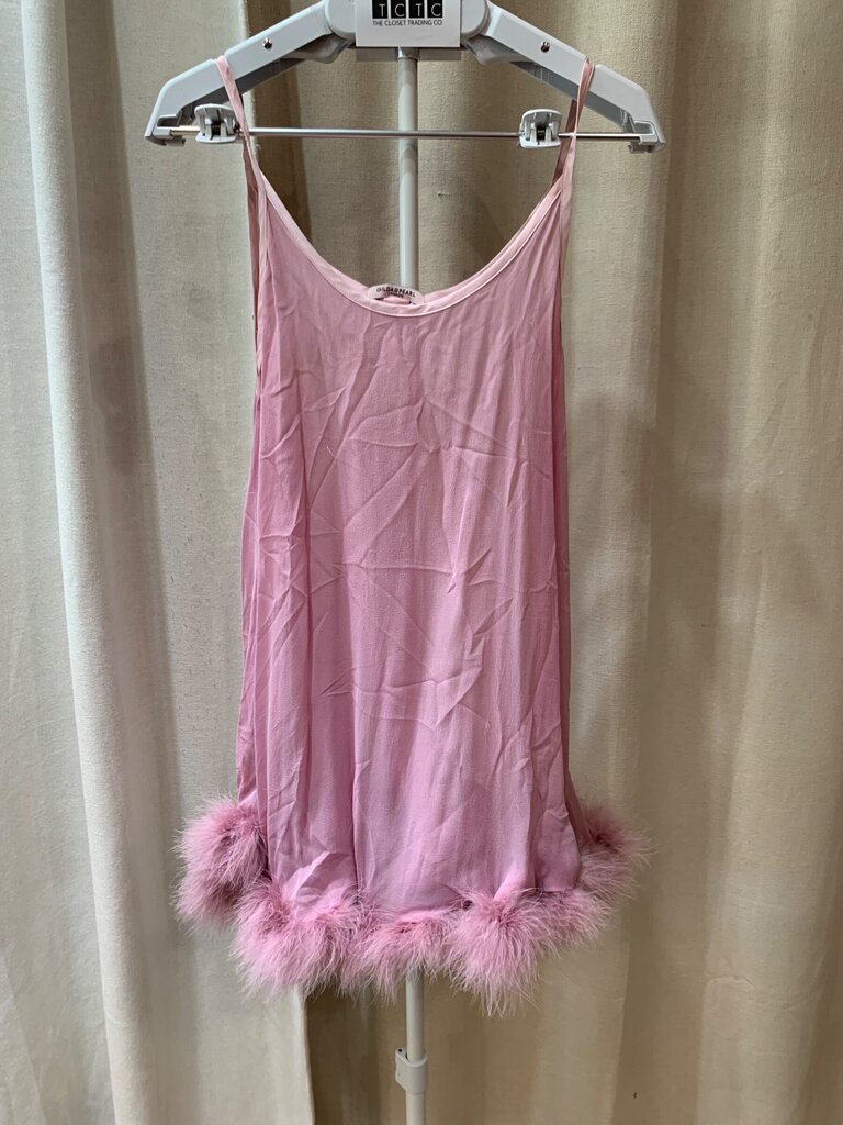 Pink Feather-Trim Slip Dress