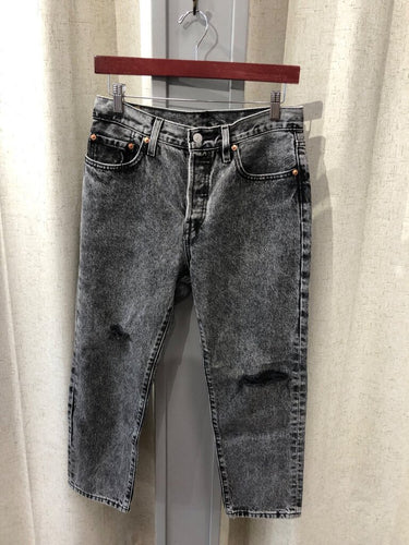 Levi's 501 Crop Distressed Straight Leg Jeans sz W28 L26