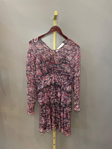 IRO Printed Tiered Long Sleeve Mini Dress sz 34