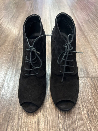 J.Crew Black Suede Peep Toe Lace-Up Ankle Booties sz 7