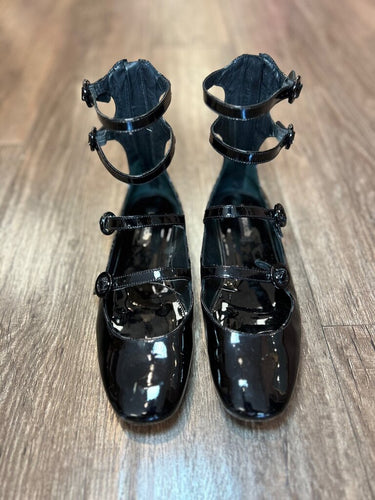 Larroudé Black Patent Leather Multi-Strap Ballet Flats sz 7