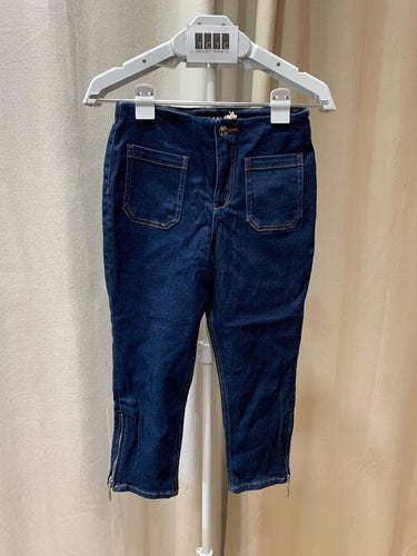 SER.O.YA Cropped Zip Hem Jeans in Deep Sea sz 25