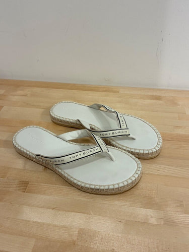 Tory Burch White Espadrille Thong Sandals sz 5.5M