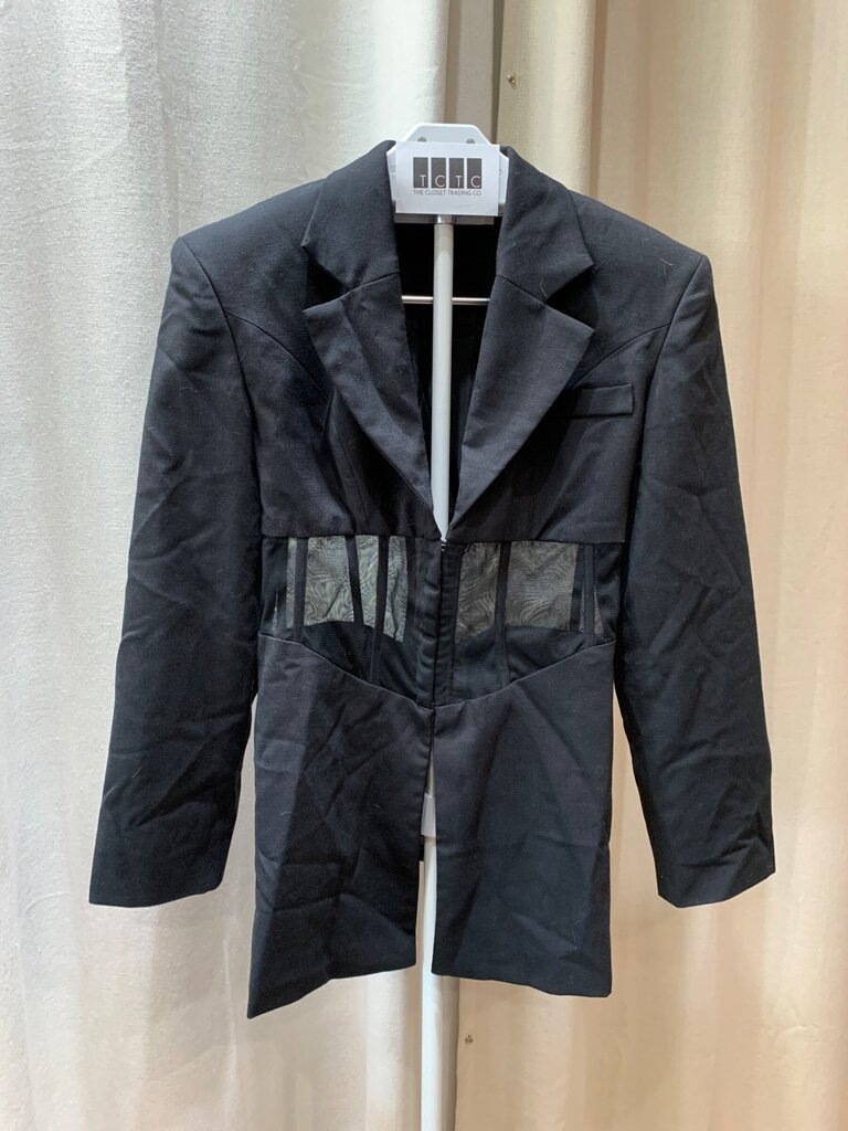 Giuzio Black Mesh Corset Waist Blazer sz XS