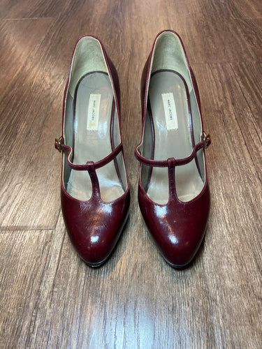 Marc Jacobs Burgundy Leather T-Strap Pumps sz 38
