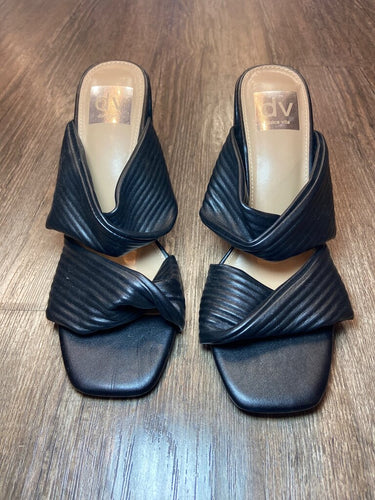 DV Dolce Vita Emeley Black Quilted Heeled Slide Sandals sz 7.5
